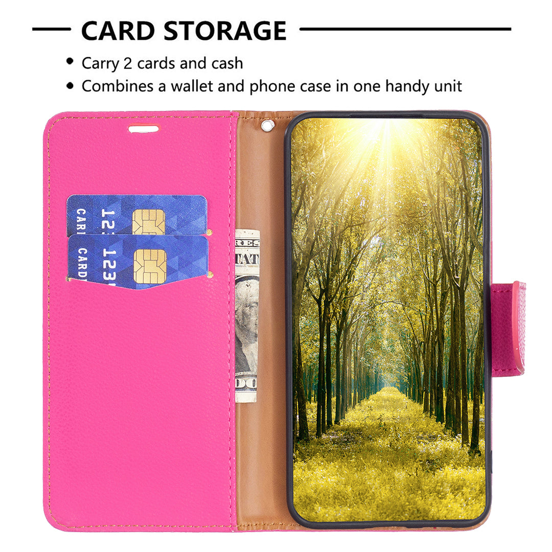 Til Samsung Galaxy A25 5G PU læder telefontaske Pung Litchi Texture Stand Anti-drop telefoncover med rem Til Samsung Galaxy A25 5G PU læder telefontaske Pung Litchi Texture Stand Anti-drop telefoncover med rem